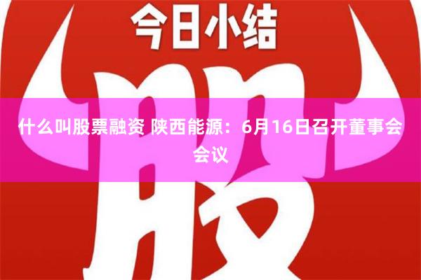 什么叫股票融资 陕西能源：6月16日召开董事会会议