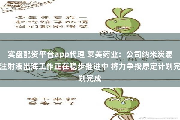 实盘配资平台app代理 莱美药业：公司纳米炭混悬注射液出海工作正在稳步推进中 将力争按原定计划完成