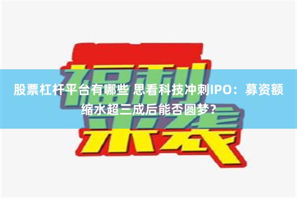 股票杠杆平台有哪些 思看科技冲刺IPO：募资额缩水超三成后能否圆梦？