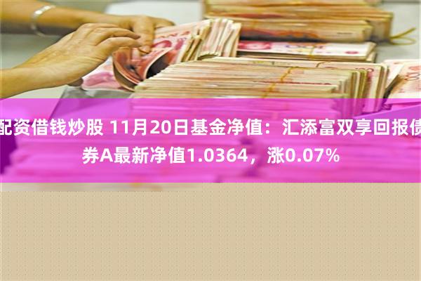 配资借钱炒股 11月20日基金净值：汇添富双享回报债券A最新净值1.0364，涨0.07%